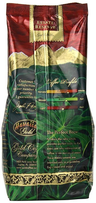 Kona Hawaiian Gold Kona Coffee, Gourmet Blend Ground Coffee, 10 Ounce N2