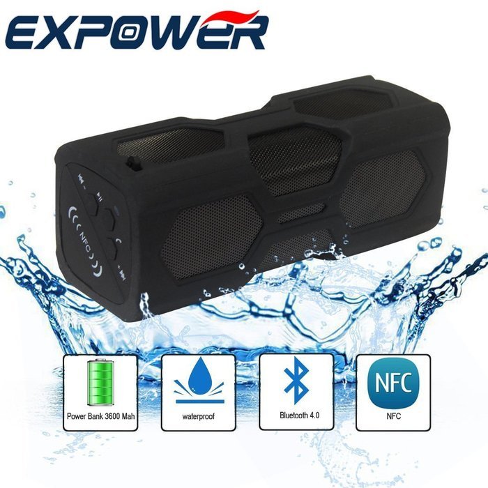EXPOWER Speaker2576 Bluetooth Wireless Drop-proof and Splash-Proof Speaker &ndash; Black N11