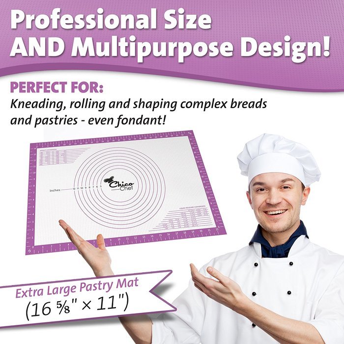 Silicone Baking Mat 2-Pk - Fits Half Sheets - Blue, Red colors - Bonus Cookbook, Lifetime Guarantee N13