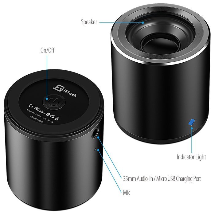 JETech Portable Mini Wireless Bluetooth 4.0 Universal Speaker - Black N5