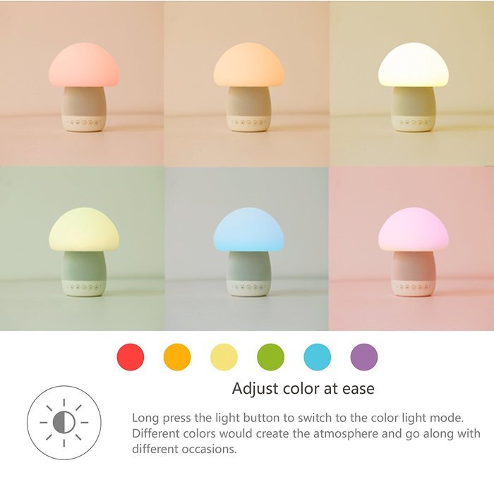 Emoi Bluetooth Bass Speaker, Multi-color Silicone Mushroom Lamp iPhone Wireless Portable Speaker, LED Night Light...