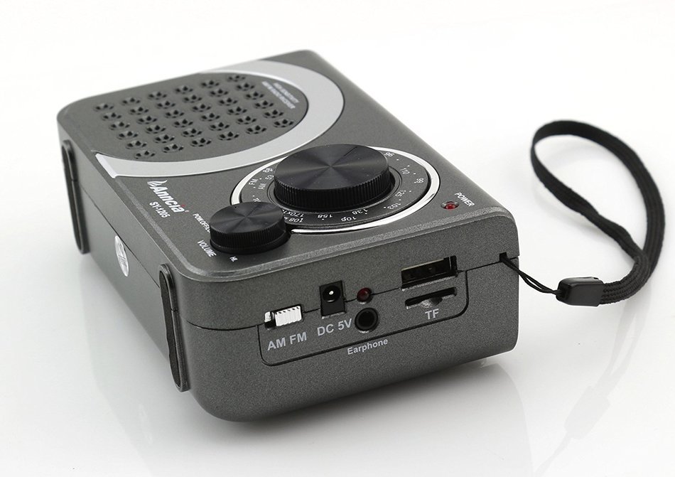 Anncia New Portable FM/AM radio Speaker with Micro TF card and USB flash driver MP3 player. (1205 Grey) N3