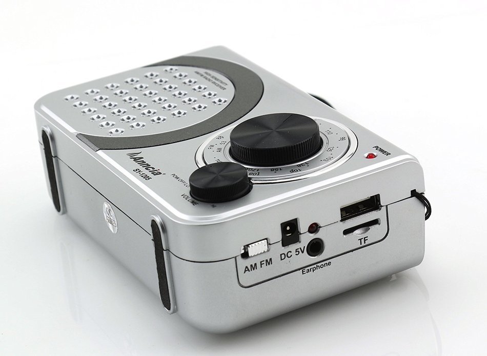 Anncia New Portable FM/AM radio Speaker with Micro TF card and USB flash driver MP3 player. (1205 Grey) N8