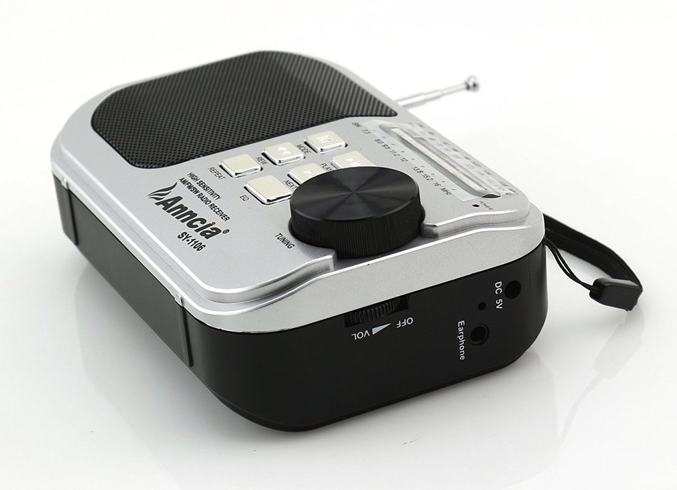 Anncia New Portable FM/AM radio Speaker with Micro TF card and USB flash driver MP3 player. (1205 Grey) N12