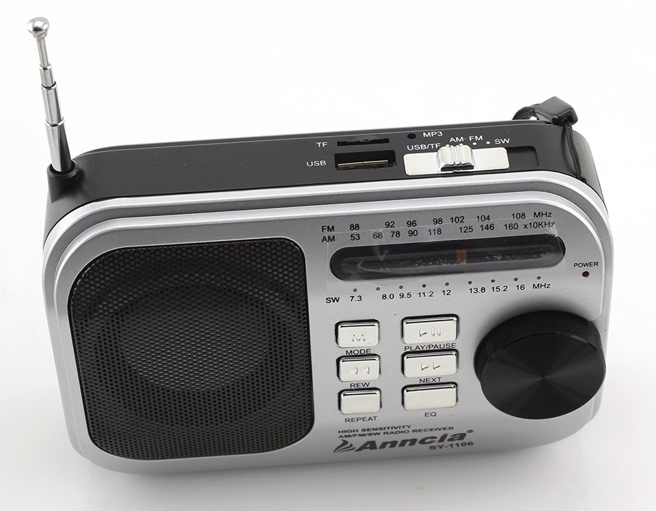 Anncia New Portable FM/AM radio Speaker with Micro TF card and USB flash driver MP3 player. (1205 Grey) N13