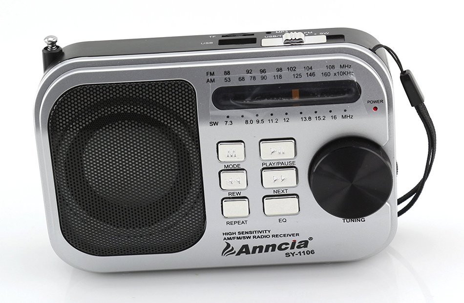 Anncia New Portable FM/AM radio Speaker with Micro TF card and USB flash driver MP3 player. (1205 Grey) N14