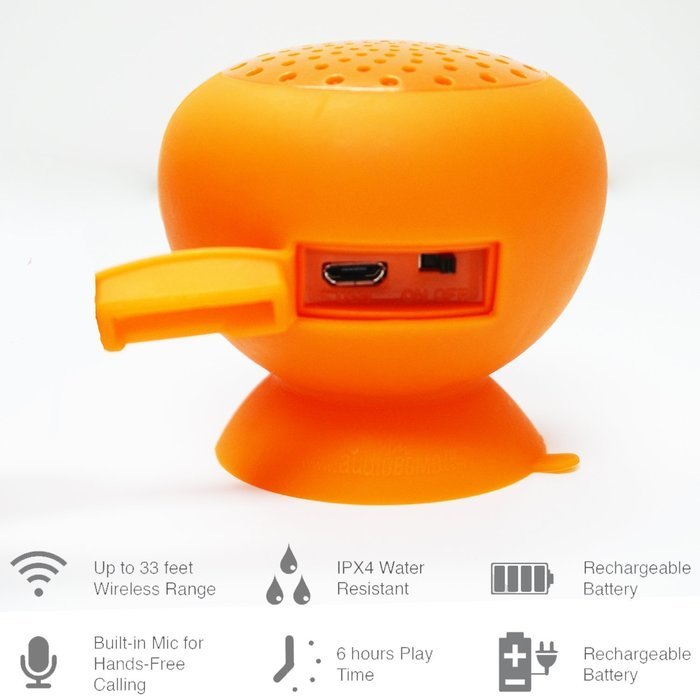 AudioBomb 79767 Squish Water-Resistant Bluetooth Shower Speaker Rechargeable & Portable The Perfect Gift, Blue N14