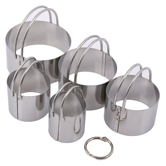 Ebake 5 Pieces Reusable Stainless Steel Biscuit Cutter Set (Round)