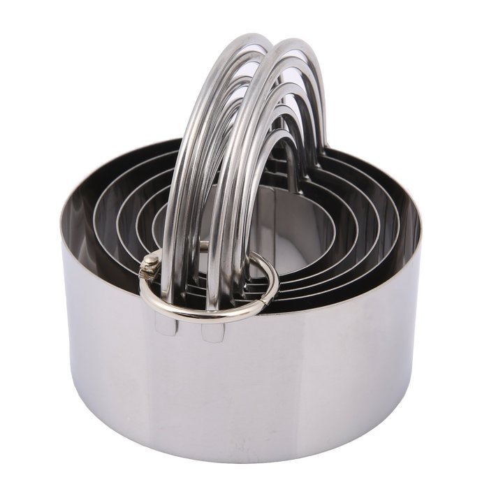 Ebake 5 Pieces Reusable Stainless Steel Biscuit Cutter Set (Round) N2