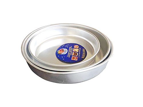 Home N Kitchenware Collection 3pc Set Aluminum Oven Baking Tray Set, Sizes: 9.5"/11"/12", Round Shape, Toaster...