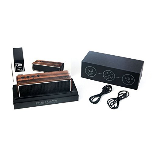 LSTN Apollo Ebony Wood Dual-Driver Portable Bluetooth Speaker with Built-in Microphone N3
