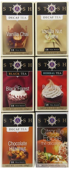 Stash Tea 6-Flavor Assortment Tea, Deliciously Rich Dessert, 6 Count