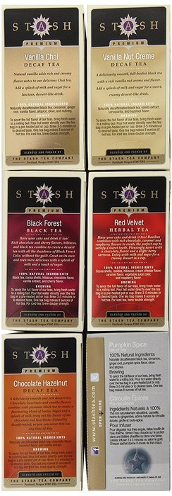Stash Tea 6-Flavor Assortment Tea, Deliciously Rich Dessert, 6 Count N2