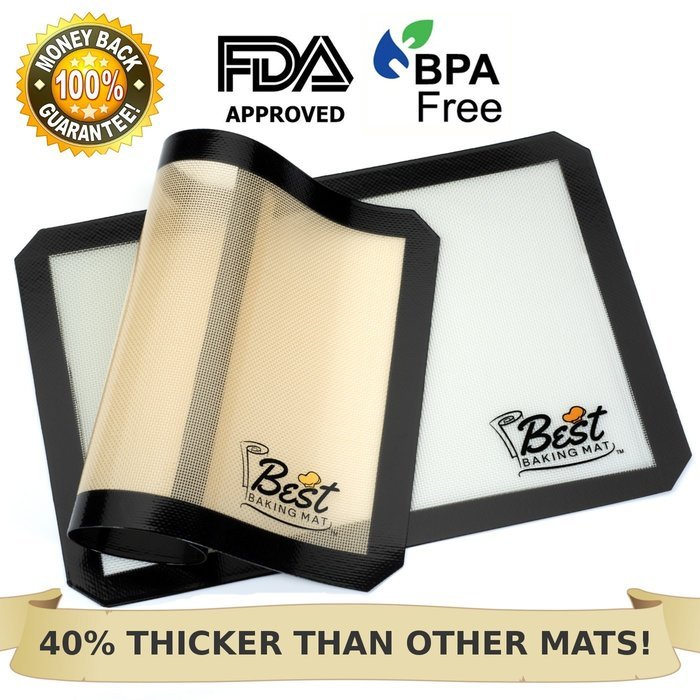 Silicone Baking Mat Set of 2 Non-Stick Reusable Cookie Baking Sheets 16.5" by 11.5" N3