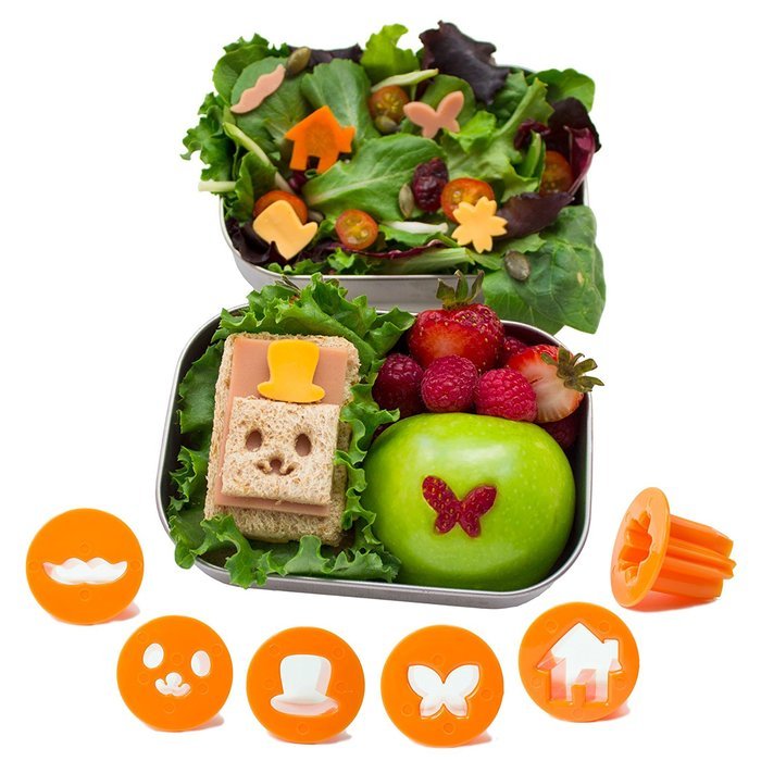 CuteZCute Fun Vegetable Cutter, Flower Butterfly House Face Mustache and Hat, Orange, Set of 6 N4