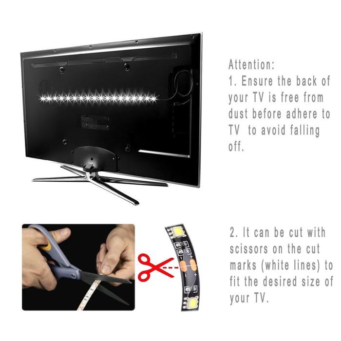 Vansky Bias Lighting for HDTV USB LED Strip Normal Bright White Backlight Kit for Flat Screen TV LCD, Desktop... N3