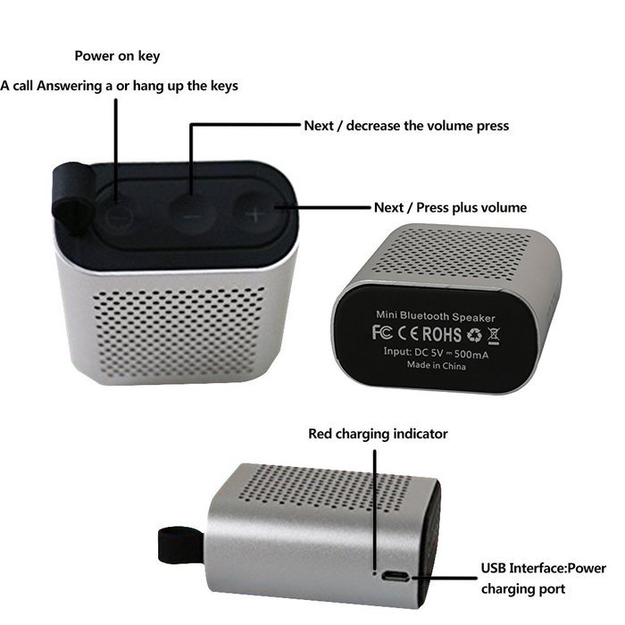 YIDA BS01 Mini Bluetooth Wireless Speaker 3D Surround Metal Handsfree Speakerphone 500mAh Battery Compatible with... N2