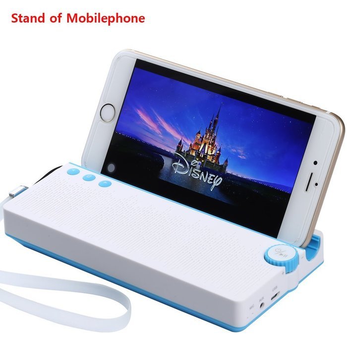 Funkysky Ultra-Portable Bluetooth Speaker with External 2200 mAh Emergency Power Bank and Phone Stand - Blue