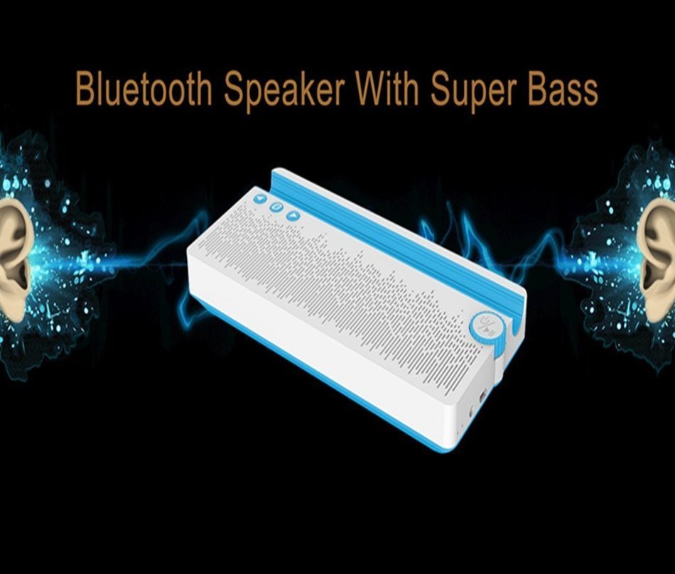 Funkysky Ultra-Portable Bluetooth Speaker with External 2200 mAh Emergency Power Bank and Phone Stand - Blue N4