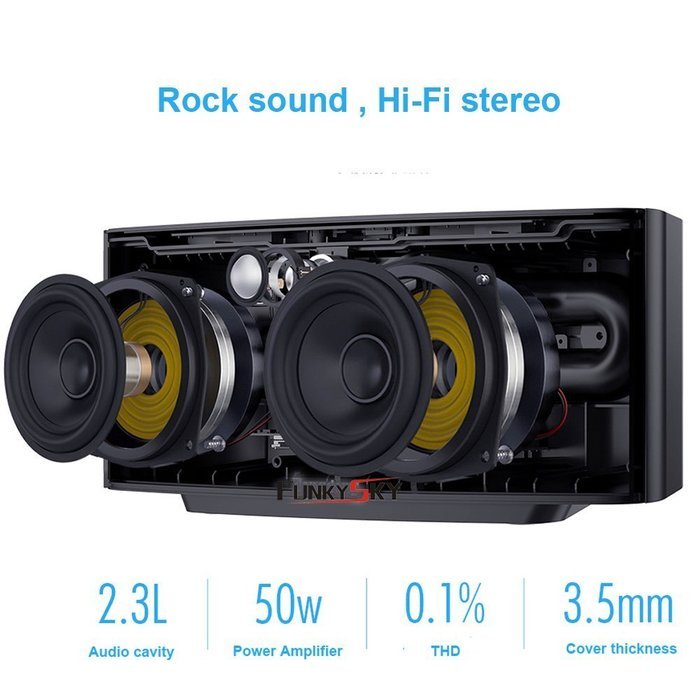 Funkysky Ultra-Portable Bluetooth Speaker with External 2200 mAh Emergency Power Bank and Phone Stand - Blue N8