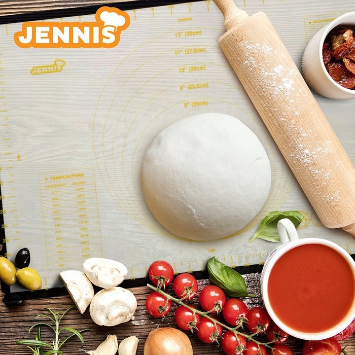Jennis Silicone Pastry Mat for Baking Sticks to Counter Not to Dough 23"x15" Large N3