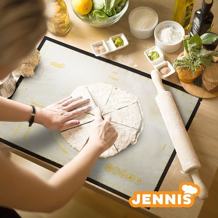 Jennis Silicone Pastry Mat for Baking Sticks to Counter Not to Dough 23"x15" Large N4