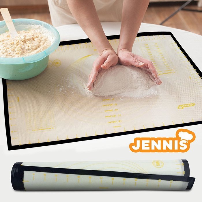 Jennis Silicone Pastry Mat for Baking Sticks to Counter Not to Dough 23"x15" Large N6