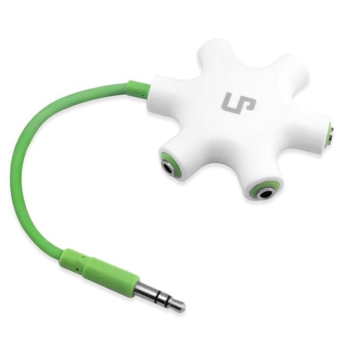 LP Headphone Splitter,3.5mm Headphone Earphone Audio Splitter 1 Male to 2 3 4 5 Female Cable (Green)