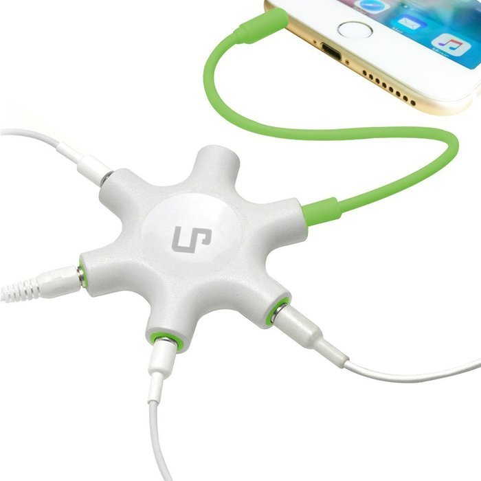 LP Headphone Splitter,3.5mm Headphone Earphone Audio Splitter 1 Male to 2 3 4 5 Female Cable (Green) N3