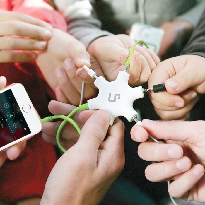LP Headphone Splitter,3.5mm Headphone Earphone Audio Splitter 1 Male to 2 3 4 5 Female Cable (Green) N6