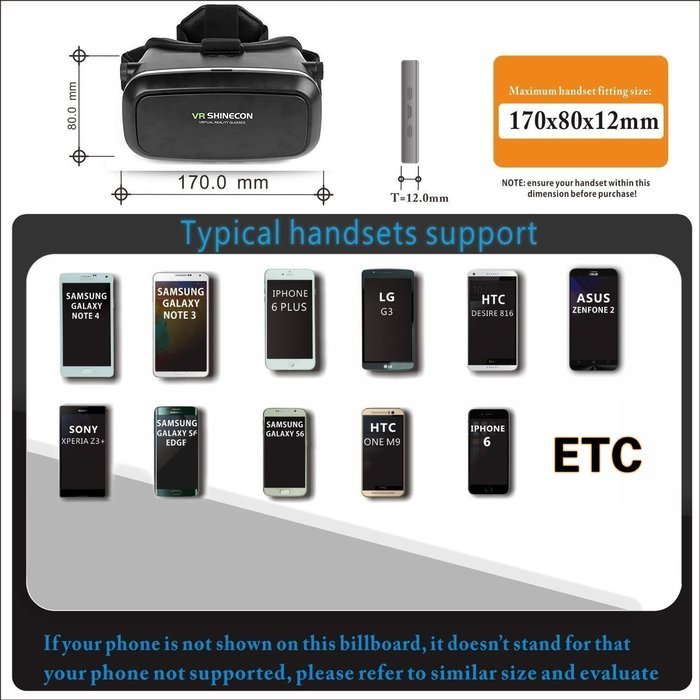 Anpow 3D VR Glasses,VR Headset,Virtual Reality Headset with Ajustable Lens for iPhone 5 5s 6 plus Android Samsung... N5