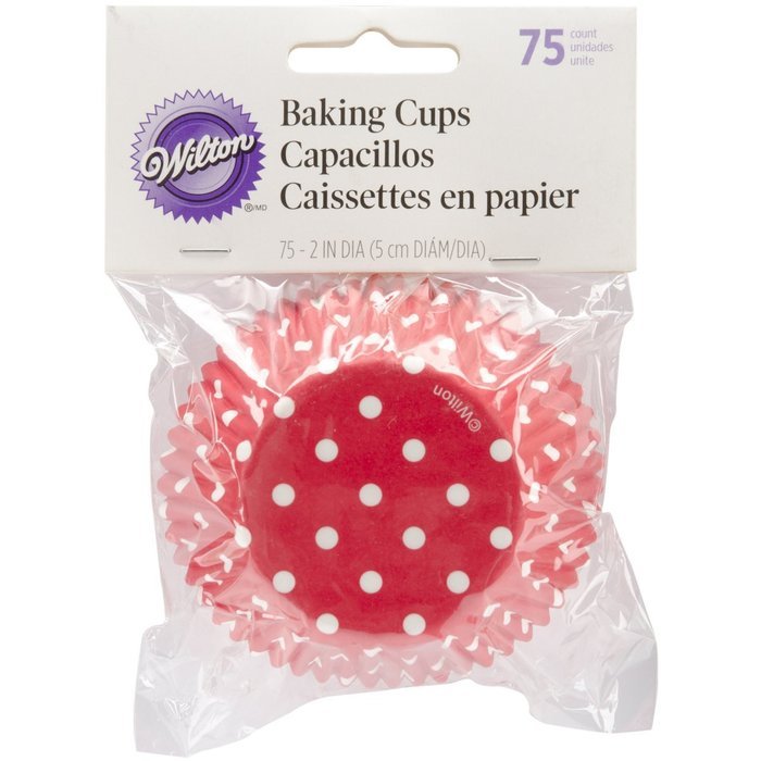 Wilton Baking Cups Standard Dots Red 75 Piece