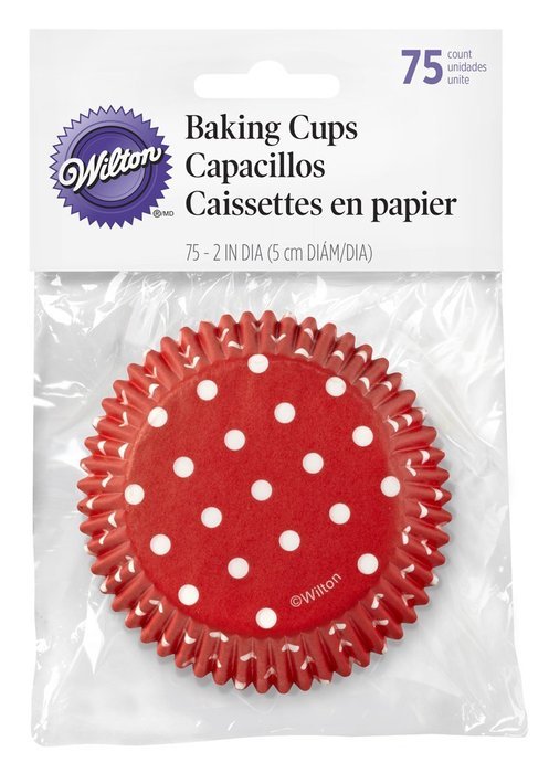 Wilton Baking Cups Standard Dots Red 75 Piece N3