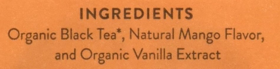 Choice Organic Mango Ceylon Tea with Vanilla, 20 Count Box N13