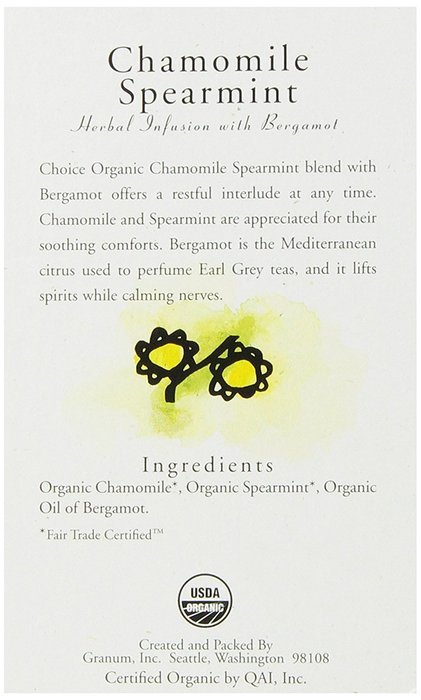 Choice Organic Mango Ceylon Tea with Vanilla, 20 Count Box N43
