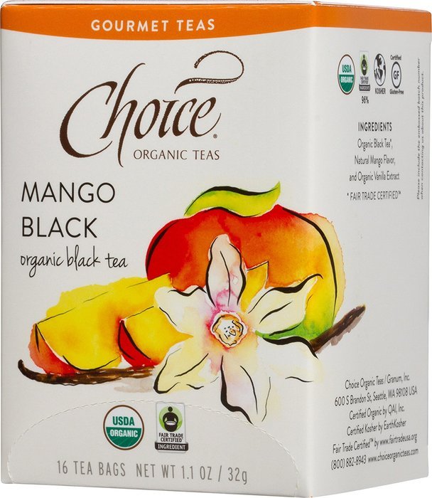Choice Organic Mango Ceylon Tea with Vanilla, 20 Count Box N95