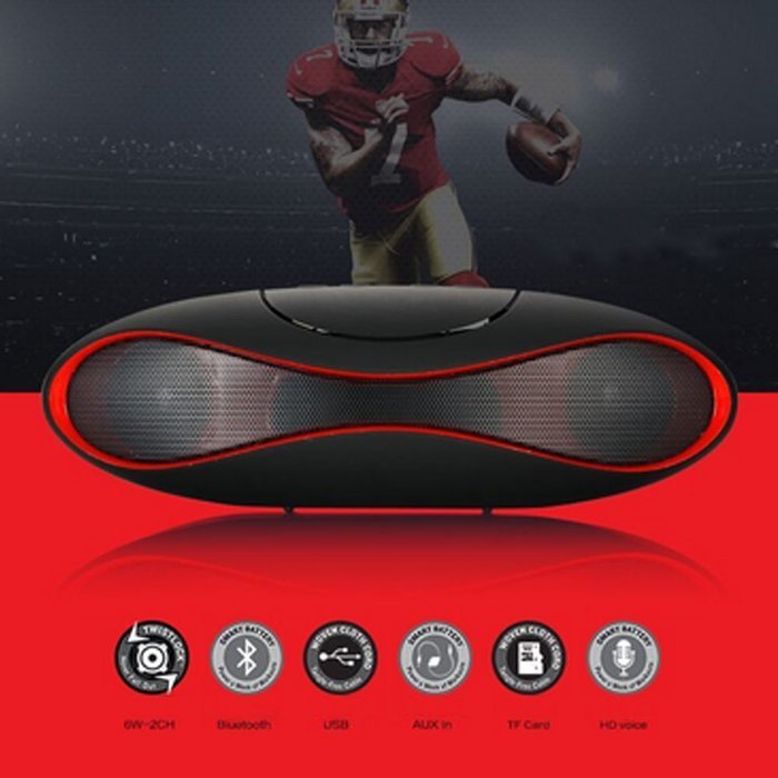 Aolyty Portable Mini Rugby Shape Wireless Bluetooth Speaker with Microphone Support FM & TF Card Music Play Black N2
