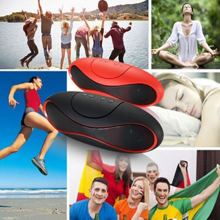 Aolyty Portable Mini Rugby Shape Wireless Bluetooth Speaker with Microphone Support FM & TF Card Music Play Black N13