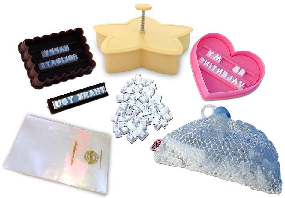 Cookie Imprinter - Customizable Alphabet Cookie Cutters Set with Separate Letter Stamp and Treat Bags - Create...