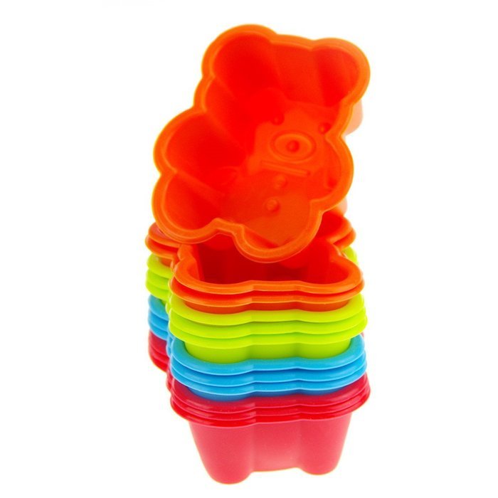 MIREN Bear Shape Reusable & Non-stick Silicone Baking Cups / Cupcake Liners / Muffin Cup Molds in Storage Container...