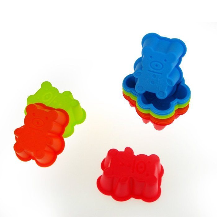 MIREN Bear Shape Reusable & Non-stick Silicone Baking Cups / Cupcake Liners / Muffin Cup Molds in Storage Container... N3