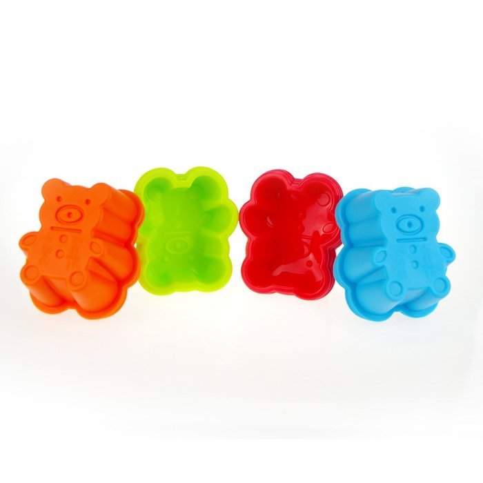 MIREN Bear Shape Reusable & Non-stick Silicone Baking Cups / Cupcake Liners / Muffin Cup Molds in Storage Container... N4