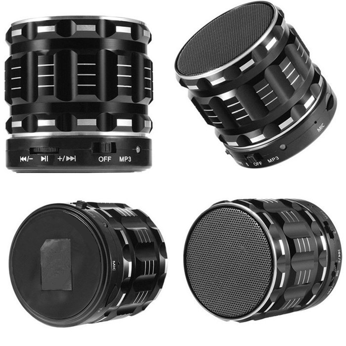 ANRANK BS64790AK Portable Mini Super Bass Stereo Bluetooth Speakers Metal Steel Wireless Audio Player With Mic... N12