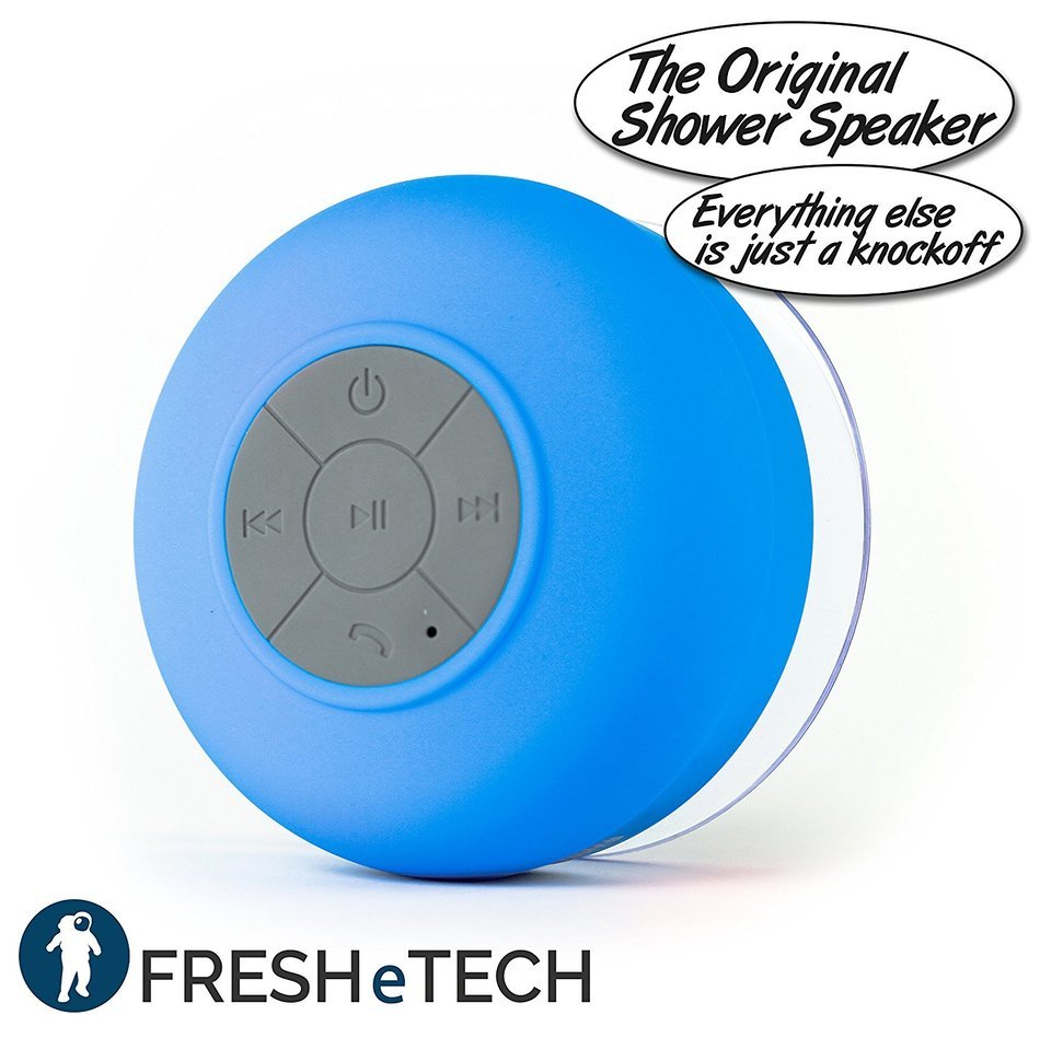 Splash Tunes - Waterproof Bluetooth Wireless Portable Shower Speaker by FRESHeTECH, Blue