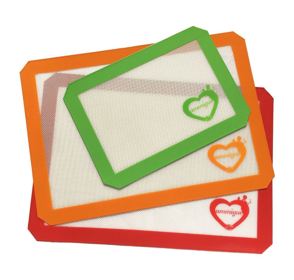 Baking mat Set of 3 - Two full size silicone mats & One half size baking mat Professional Grade Non Stick Cookie...