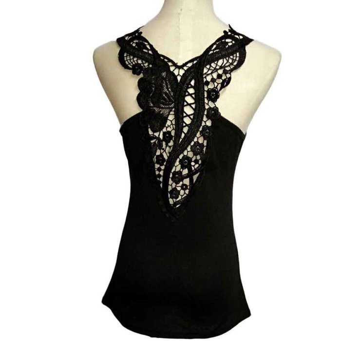 AIMTOPPY Fashion Women Bandage Tank Top Summer Sexy Lace Halter Top Sleeveless Camisole (S, White) N10