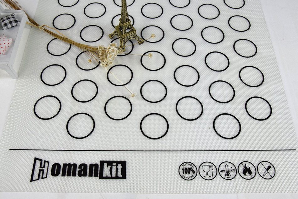 Homankit Silicone Baking Mat for Macarons 63 Circles Black 15-3/4" x 23-5/8" N2