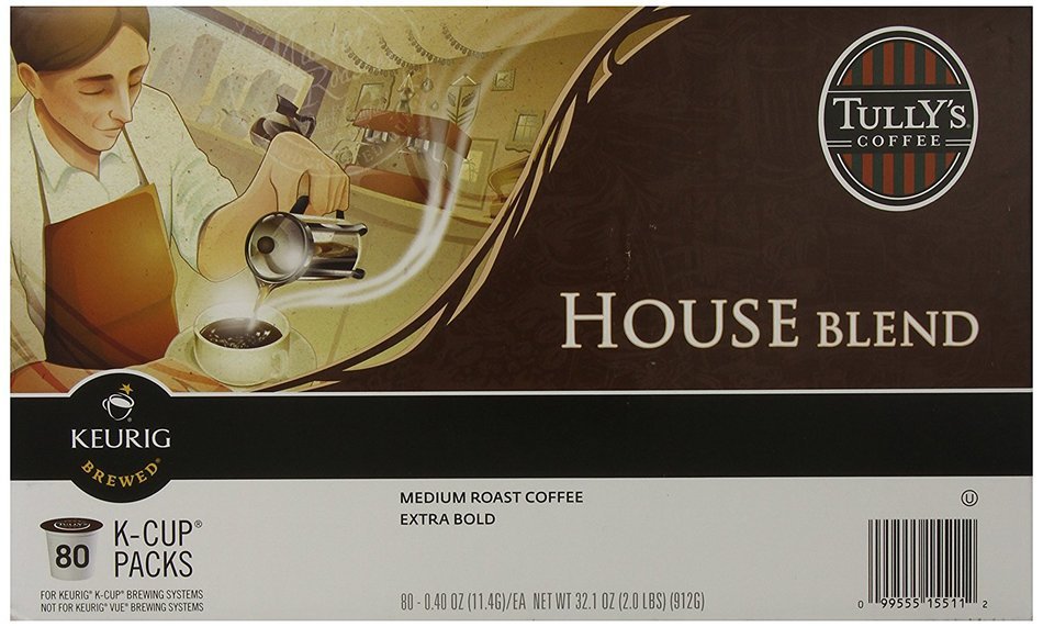 Tully's Coffee, House Blend, K-Cup for Keurig K-Cup Brewers (MEDIUM ROAST COFFEE-EXTRA BOLD) (Pack of 96) N3