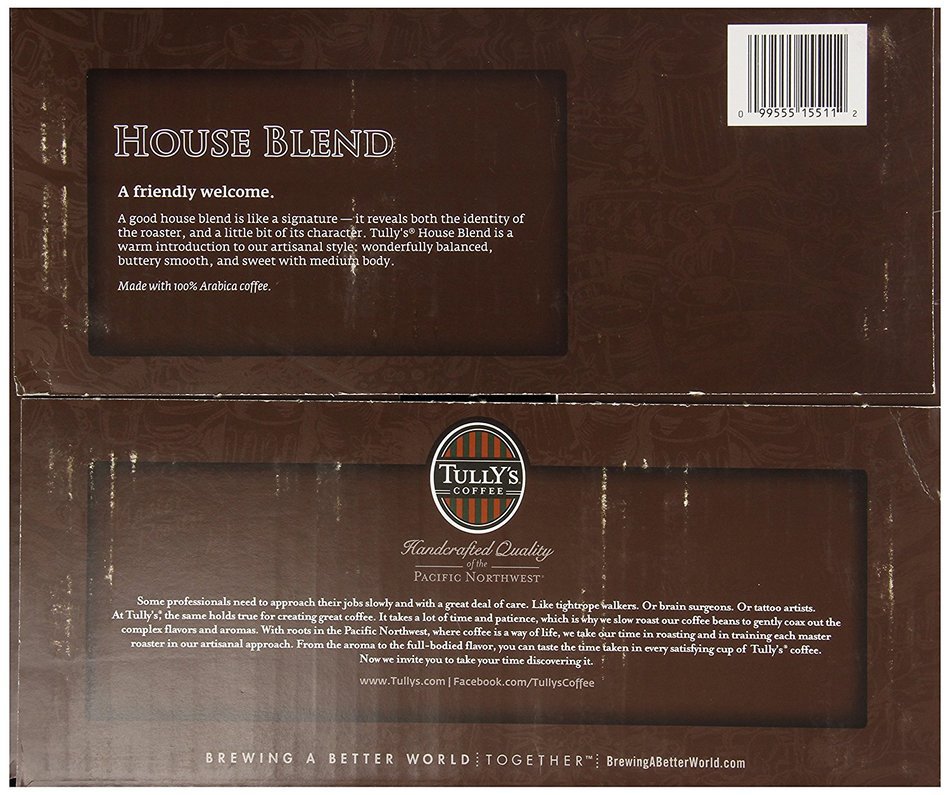 Tully's Coffee, House Blend, K-Cup for Keurig K-Cup Brewers (MEDIUM ROAST COFFEE-EXTRA BOLD) (Pack of 96) N6