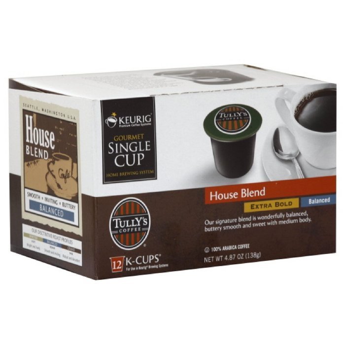 Tully's Coffee, House Blend, K-Cup for Keurig K-Cup Brewers (MEDIUM ROAST COFFEE-EXTRA BOLD) (Pack of 96) N18